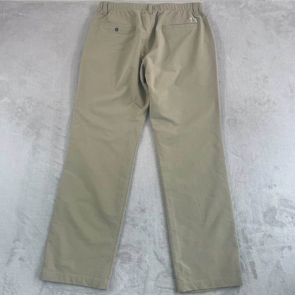 Under Armour Match Play Golf Pants Men 38x34‎ Beige Tan Grip Waist Performance